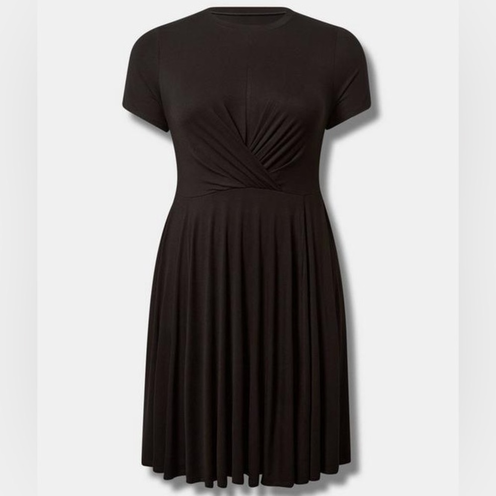 Torrid Cross Front Jersey Skater Mini Dress in Black Size 3 3X 22/24